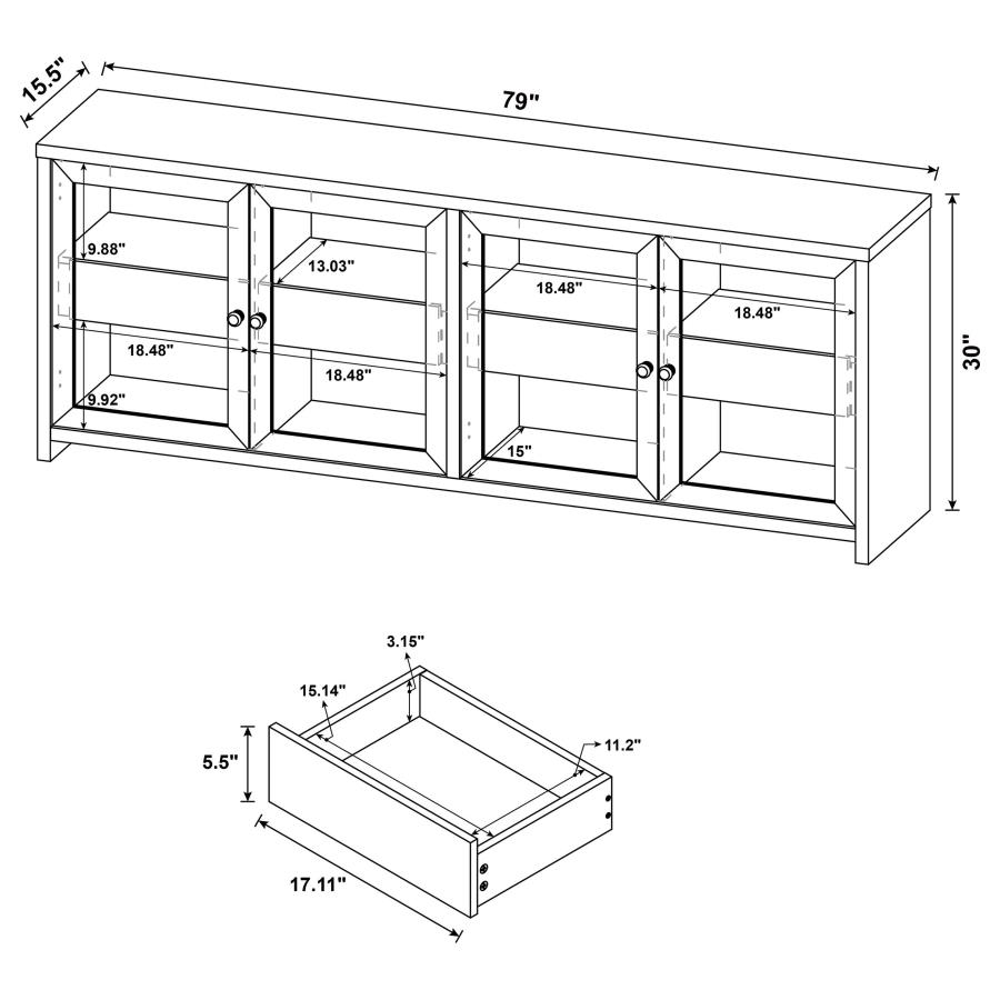 Denison 79-inch 4-door TV Stand Media Console Black