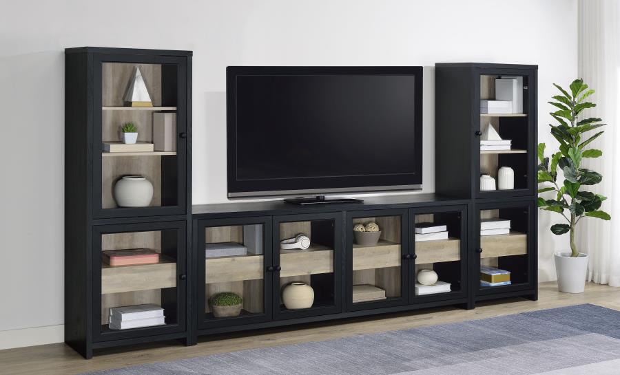 Modal Additional Images for Denison 79-inch 4-door TV Stand Media Console Black