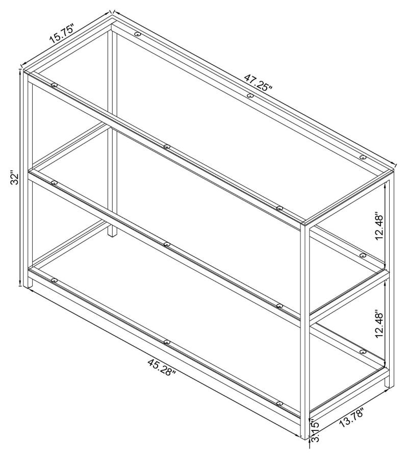 (image for) Trini 2-shelf Glass Top Entryway Console Table Black Nickel