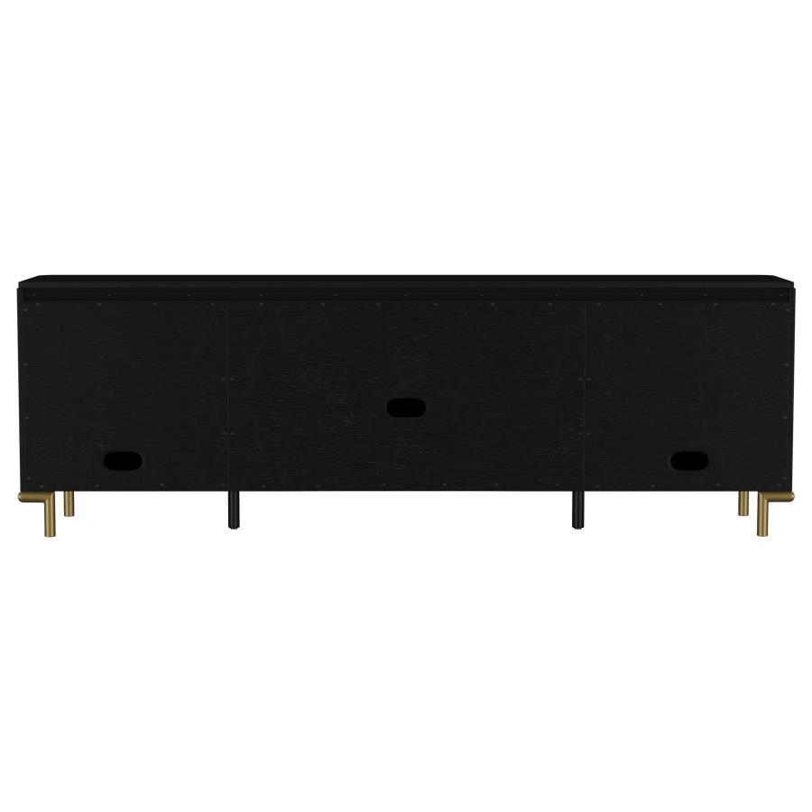 Arini Rattan Cane 2-door TV Stand Media Console Black