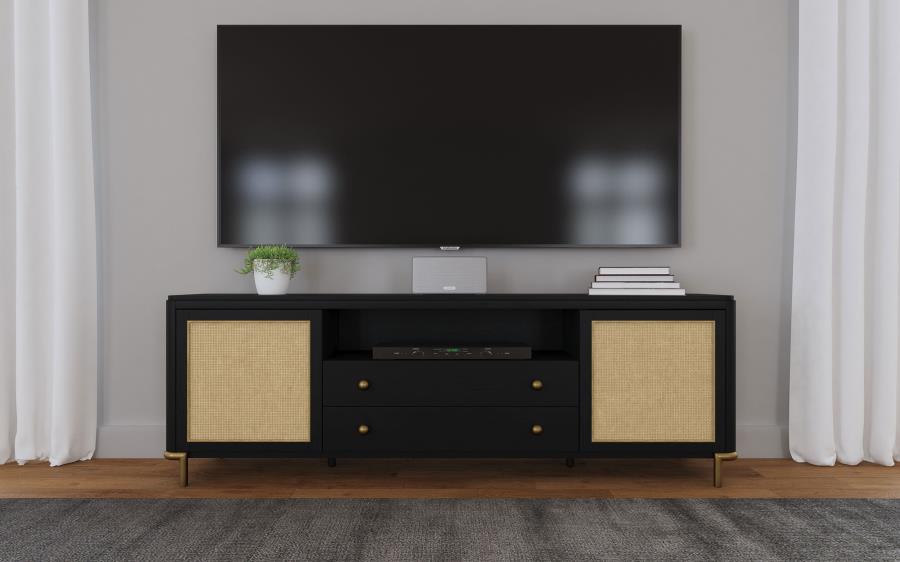Modal Additional Images for Arini Rattan Cane 2-door TV Stand Media Console Black
