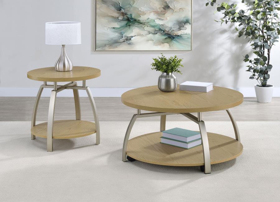 Modal Additional Images for Dacre Round Engineered Wood Top Side End Table Greige