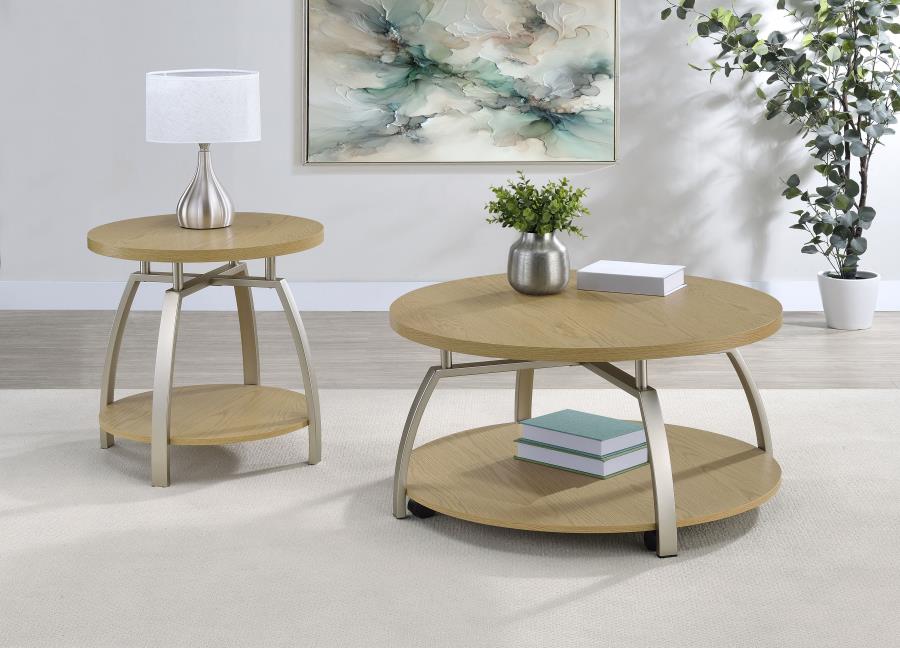 Modal Additional Images for Dacre Round Engineered Wood Top Coffee Table Greige