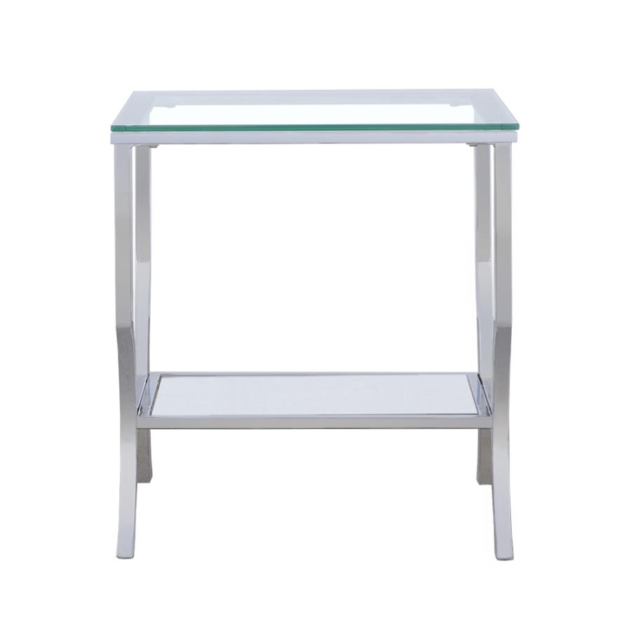 (image for) Saide Square Glass Top Side End Table Chrome