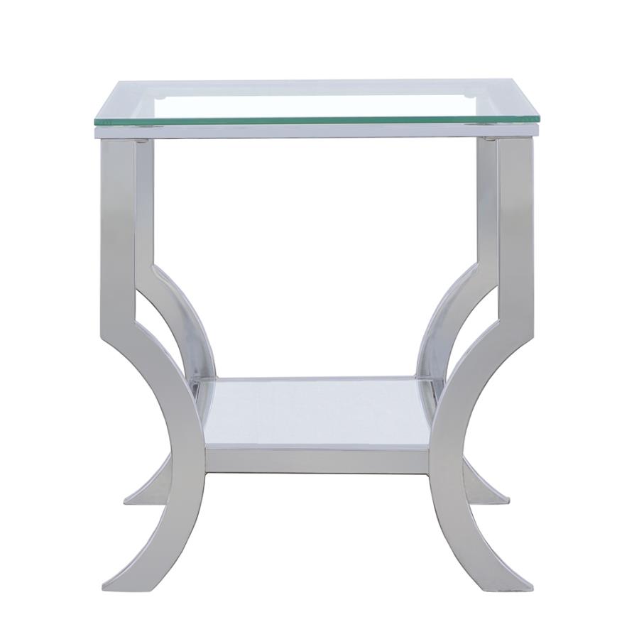 (image for) Saide Square Glass Top Side End Table Chrome