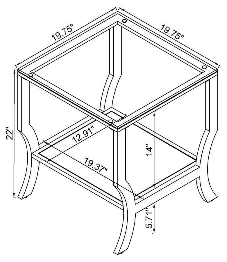 (image for) Saide Square Glass Top Side End Table Chrome