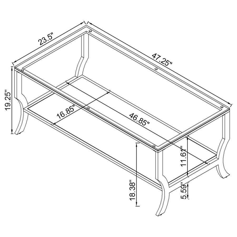 Modal Additional Images for Saide 3-piece Glass Top Coffee and End Table Set Chrome