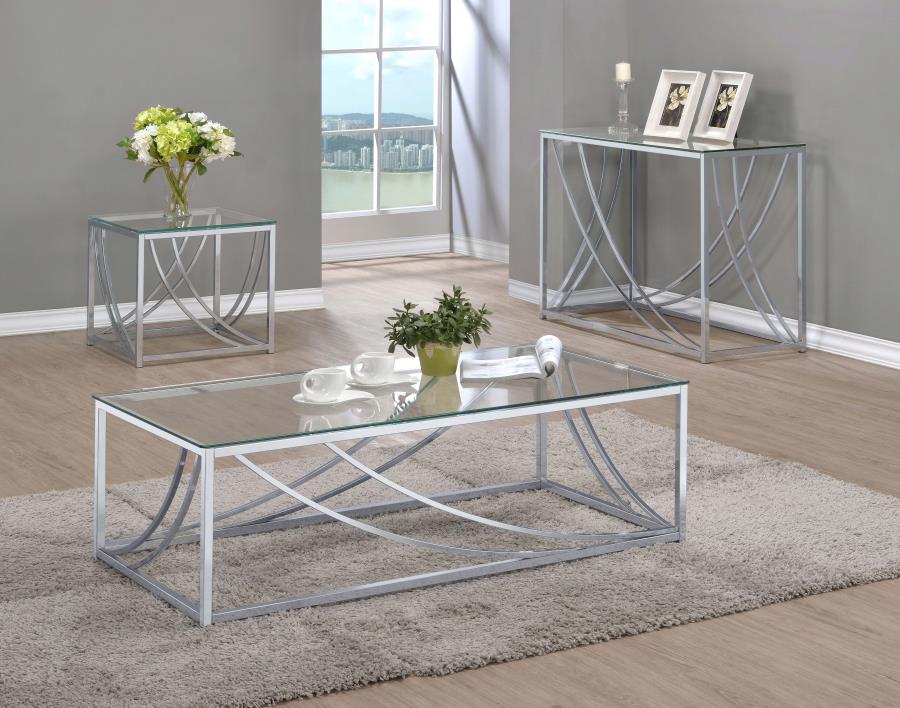 (image for) Lille Rectangular Glass Top Coffee Table Chrome