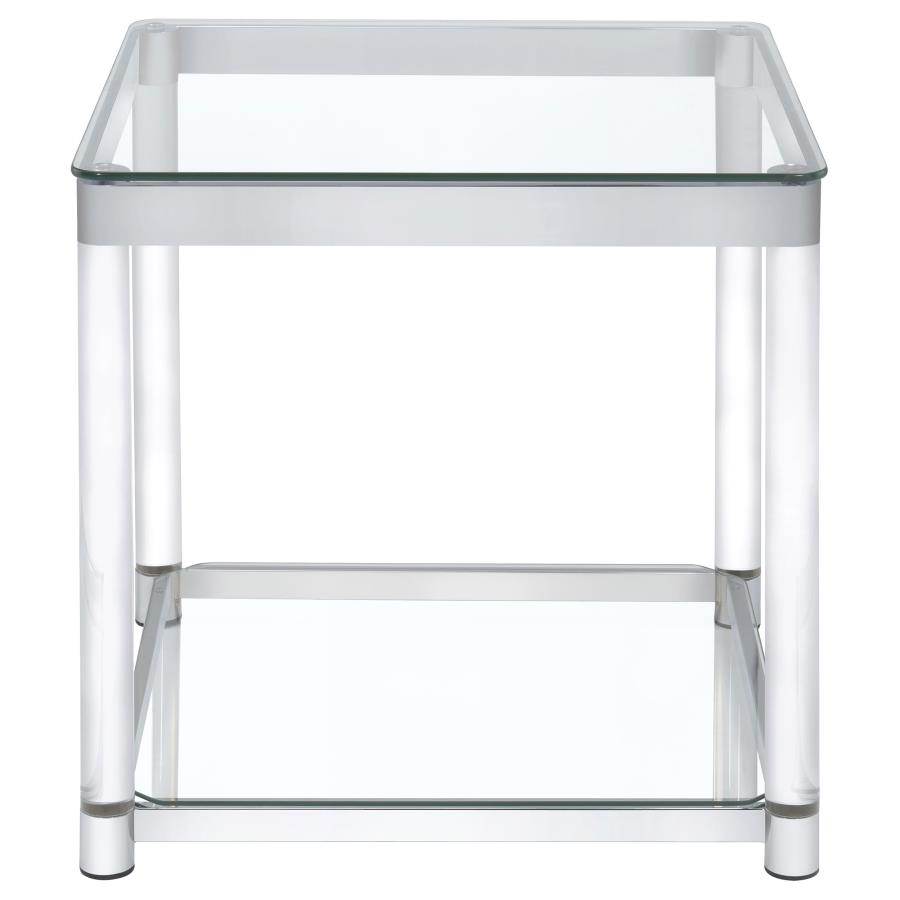 (image for) Anne Square Glass Top Acrylic Leg Side End Table Chrome