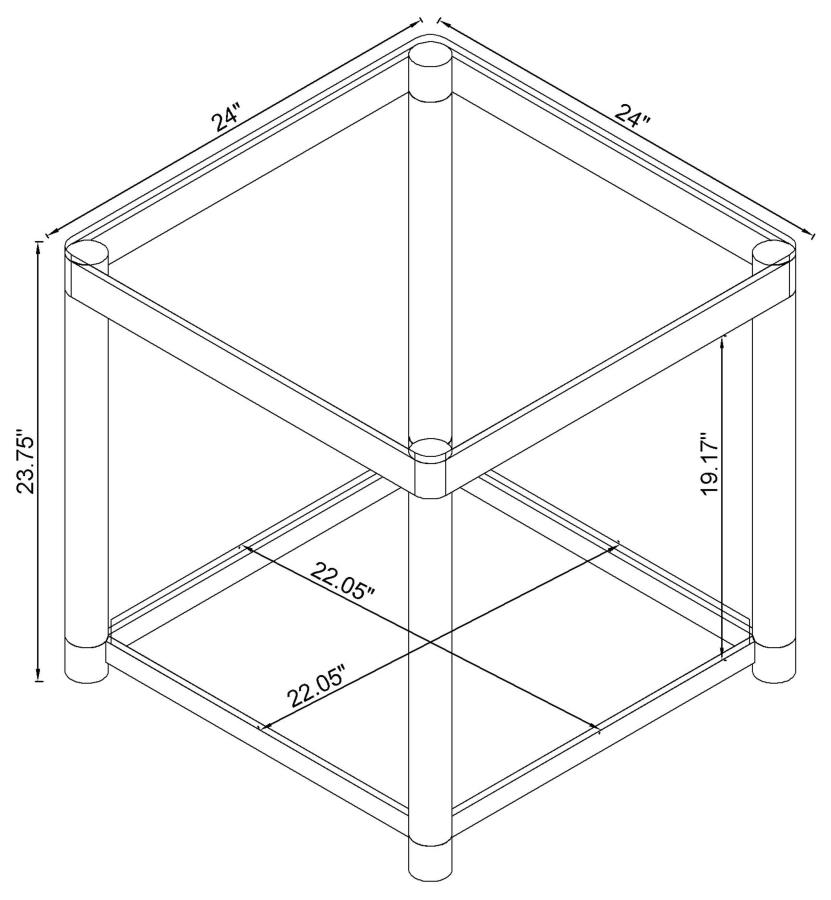 (image for) Anne Square Glass Top Acrylic Leg Side End Table Chrome