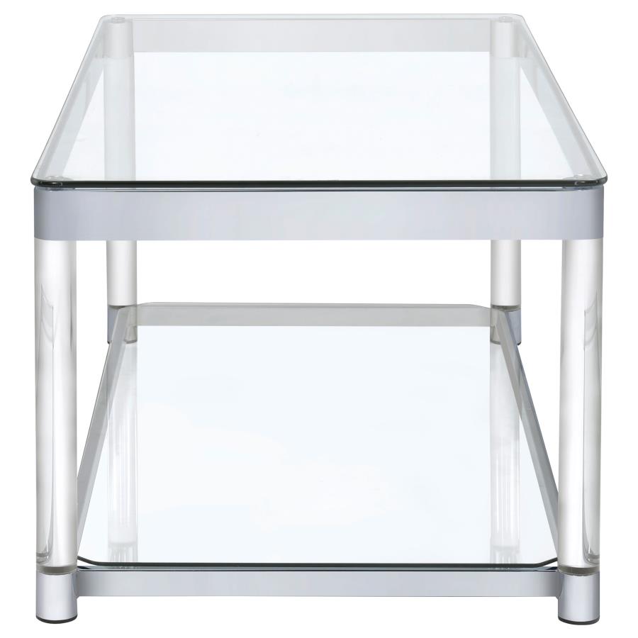 (image for) Anne Rectangular Glass Top Acrylic Leg Coffee Table Chrome