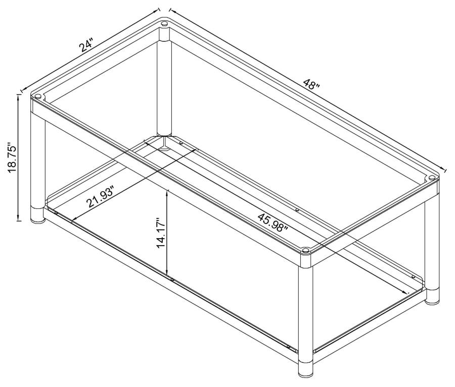 (image for) Anne Rectangular Glass Top Acrylic Leg Coffee Table Chrome