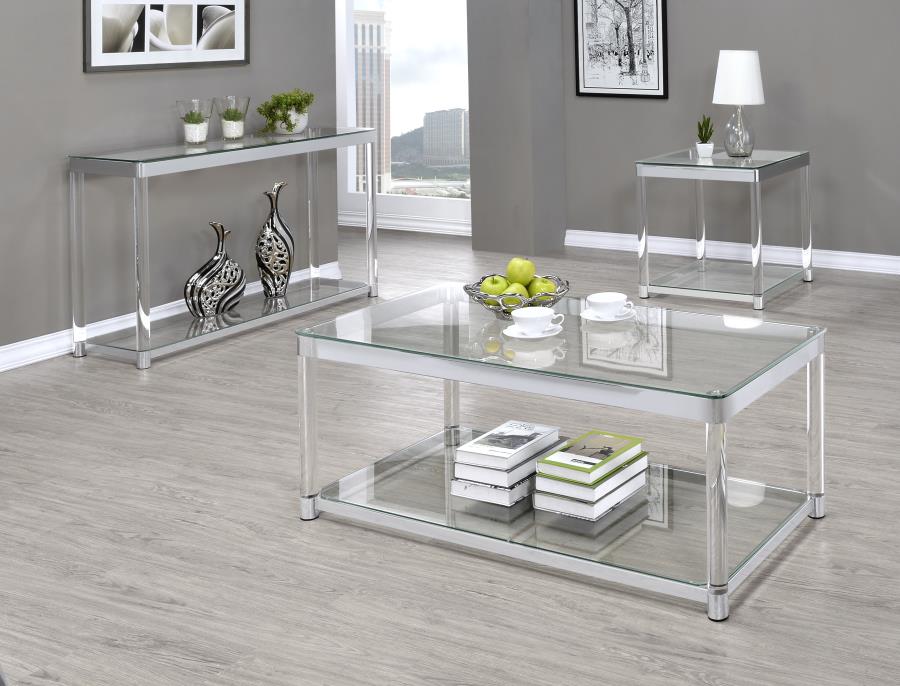 (image for) Anne Rectangular Glass Top Acrylic Leg Coffee Table Chrome