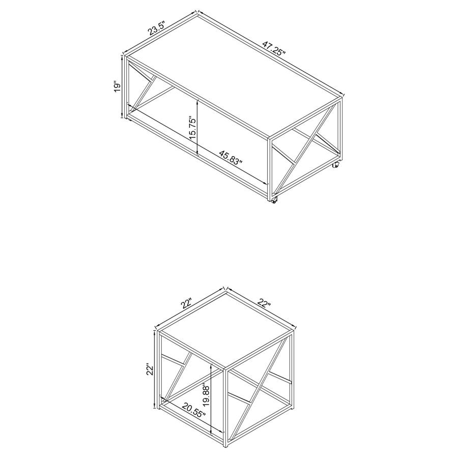 (image for) Provins 3-piece Occasional Table Set Clear Mirror and Chrome