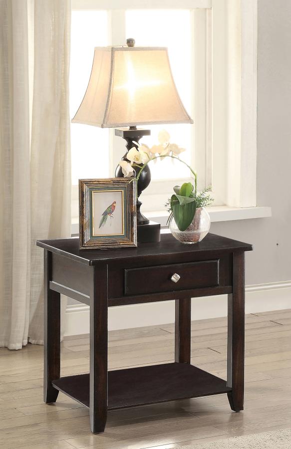 (image for) Bradford 1-drawer Square Wood End Table Walnut