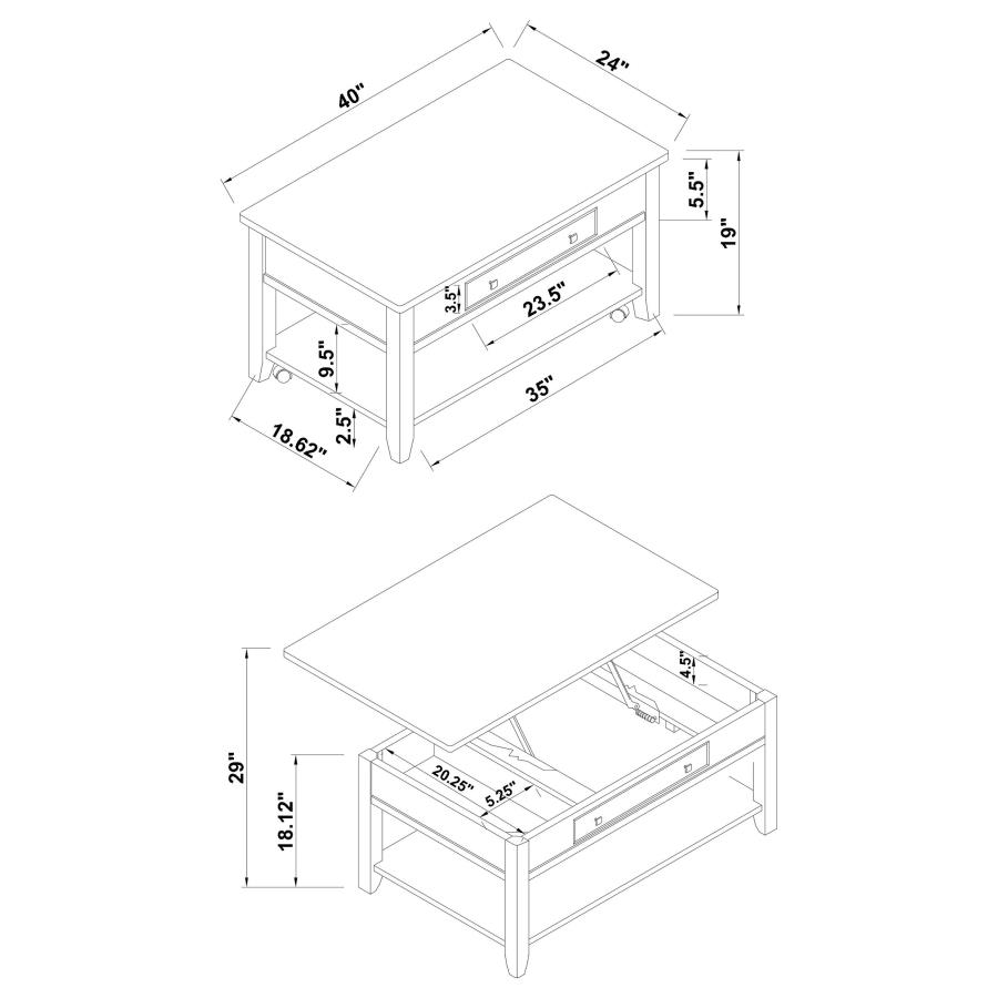 (image for) Bradford Rectangular Wood Lift Top Coffee Table Walnut