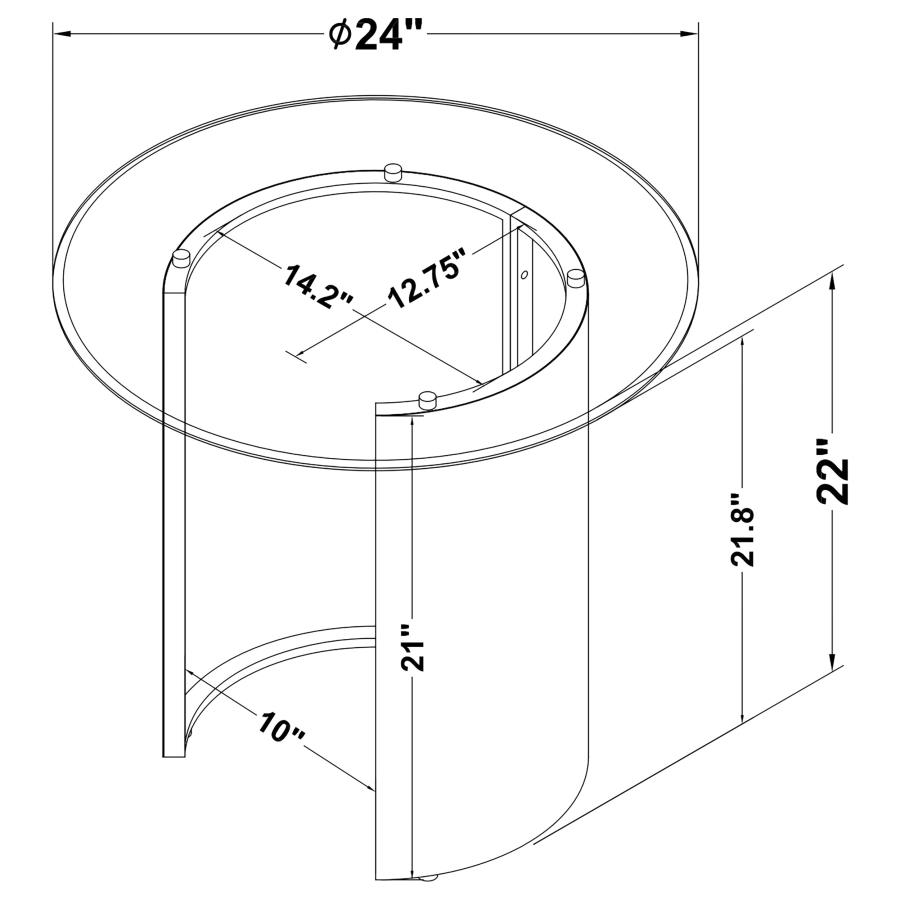 (image for) Morena Round Tawny Glass Top Side End Table Brushed Bronze