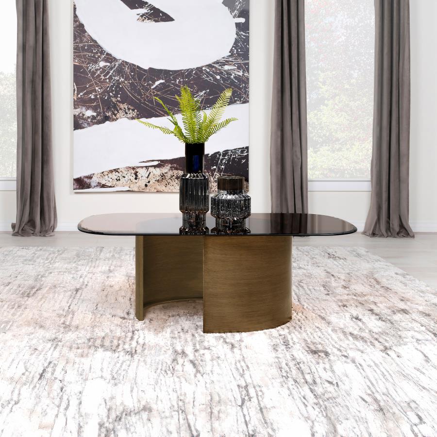 (image for) Morena Rectangular Tawny Glass Coffee Table Brushed Bronze