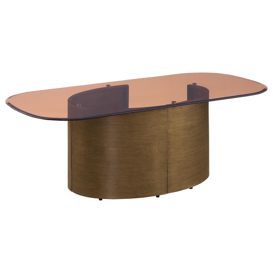 (image for) Morena Rectangular Tawny Glass Coffee Table Brushed Bronze