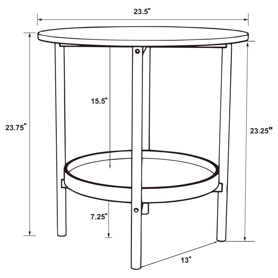 (image for) Delfin Round Glass Top Side End Table Black and Brown