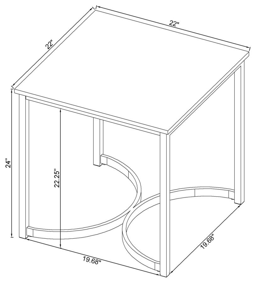 (image for) Leona Square Faux Marble Side End Table Satin Nickel