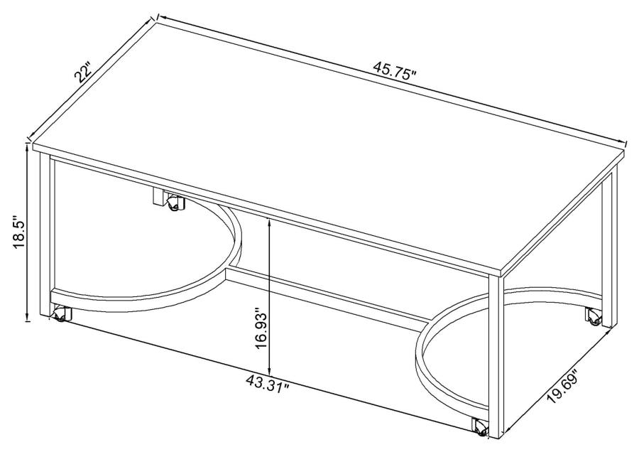 (image for) Leona Faux Marble Coffee Table with Casters Satin Nickel