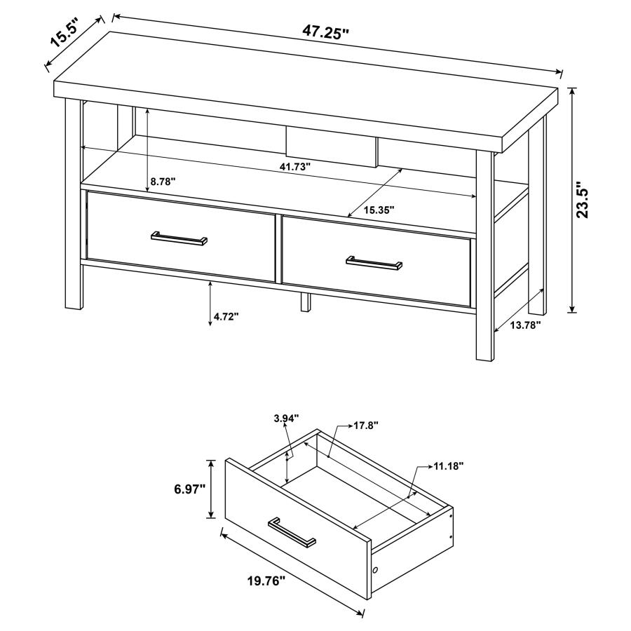 (image for) Ruston 2-drawer Engineered Wood 48" TV Stand Weathered Pine