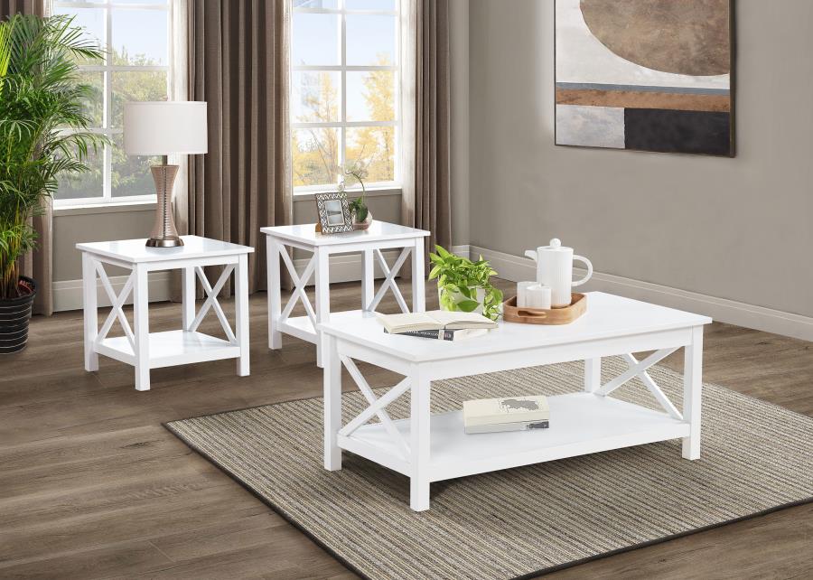 (image for) Skyview 3-piece Rectangular Lift Top Coffee Table Set White