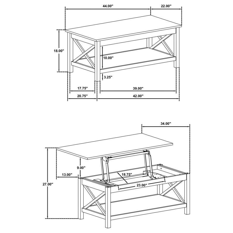 Modal Additional Images for Skyview 3-piece Rectangular Lift Top Coffee Table Set White