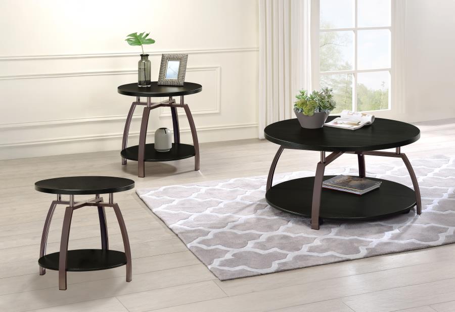 (image for) Dacre 3-piece Round Coffee and End Table Set Dark Charcoal