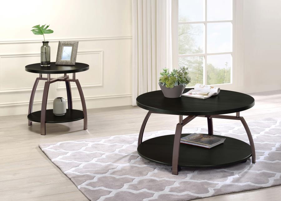 (image for) Dacre Round Engineered Wood Top Coffee Table Dark Grey