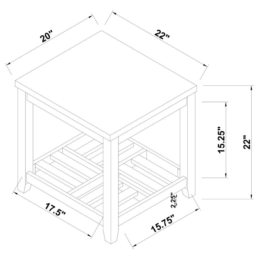 (image for) Cliffview 1-shelf Square Wood Side End Table Grey