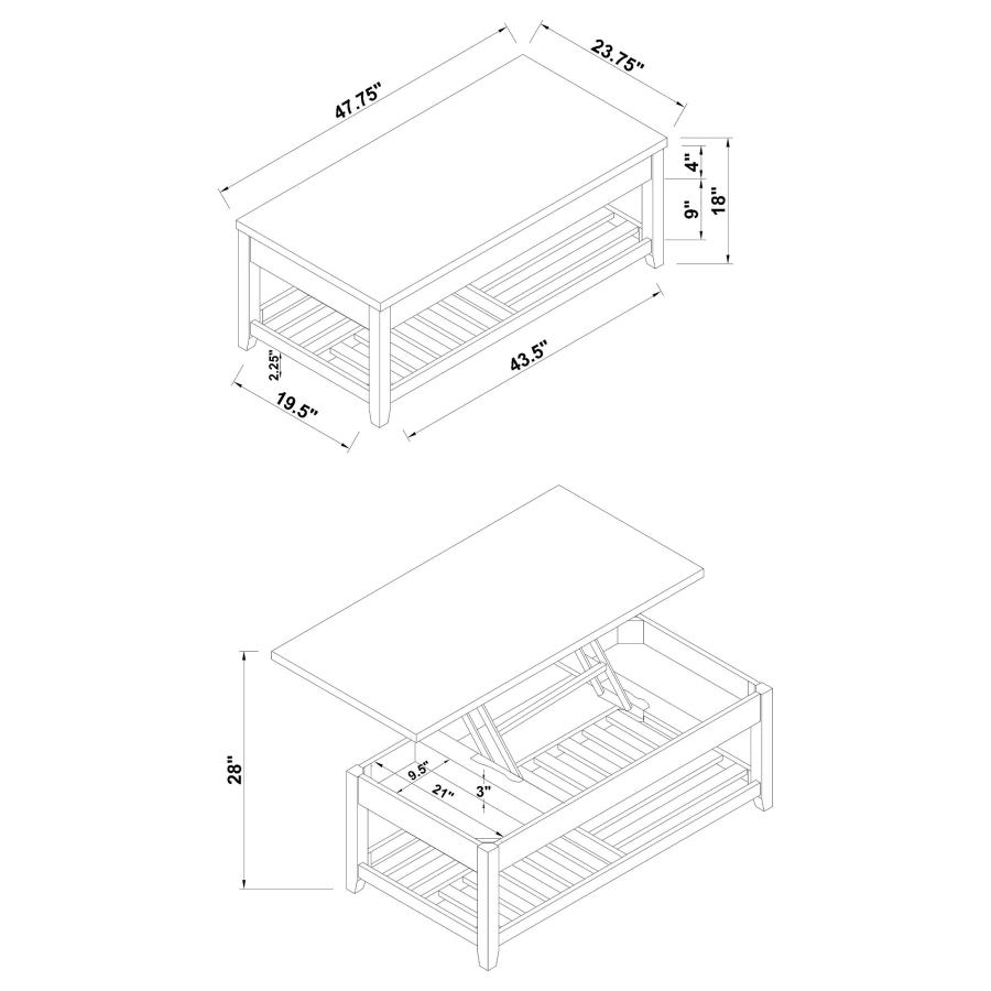 (image for) Cliffview Rectangular Wood Lift Top Coffee Table Grey