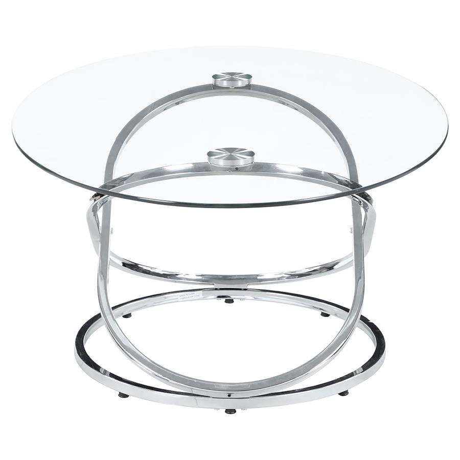 (image for) Warren 3-piece Oval Glass Top Coffee Table Set Chrome