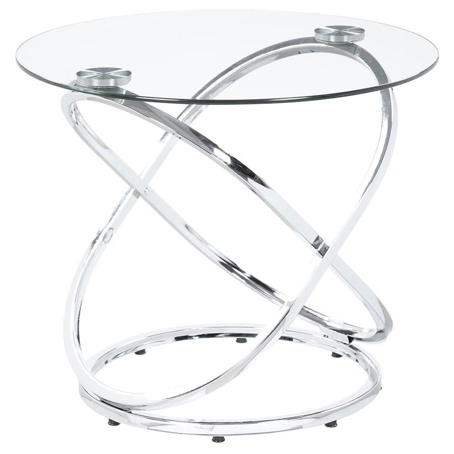 (image for) Warren 3-piece Oval Glass Top Coffee Table Set Chrome