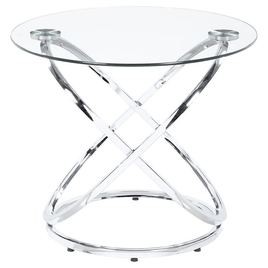 (image for) Warren 3-piece Oval Glass Top Coffee Table Set Chrome