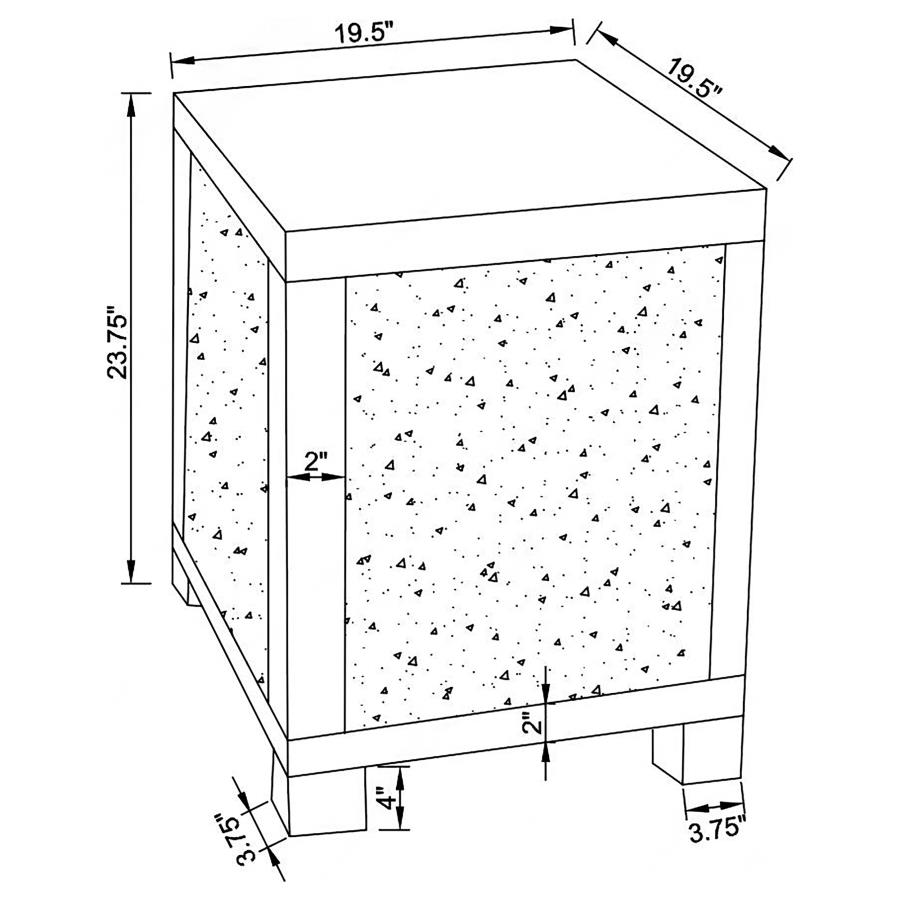 (image for) Gillian Rectangular Mirrored Acrylic Side End Table Silver