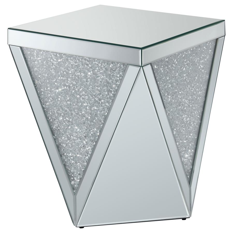 (image for) Amore Square Mirrored Acrylic Crystal Side End Table Silver