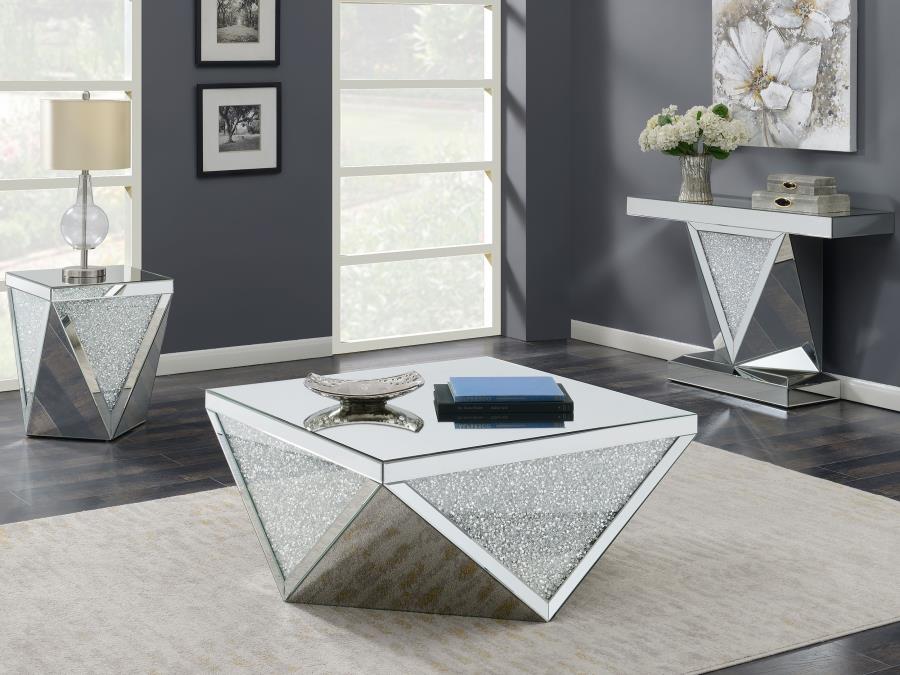 (image for) Amore Square Mirrored Acrylic Crystal Coffee Table Silver