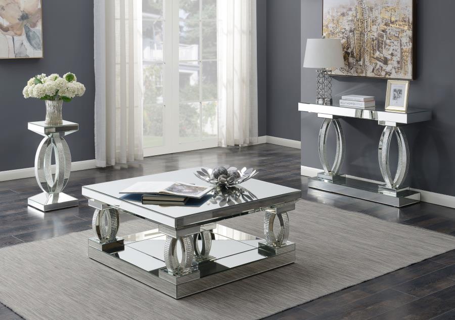 (image for) Amalia Square Mirrored Acrylic Crystal Side End Table Silver