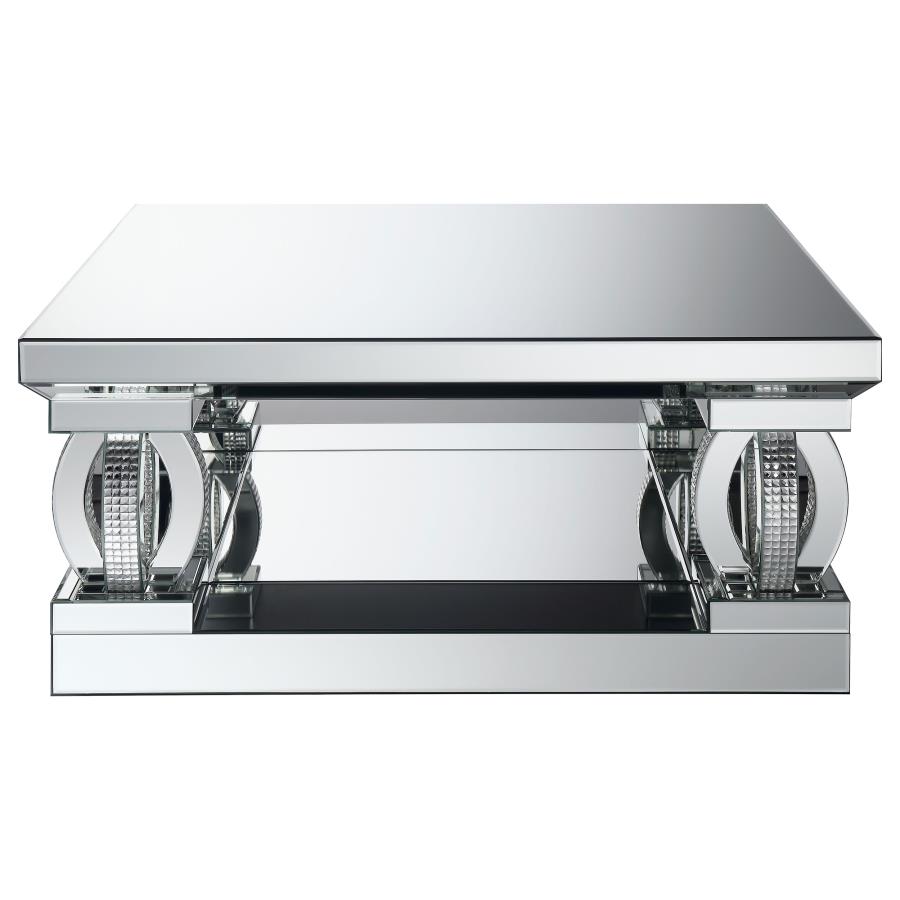 (image for) Amalia Square Mirrored Acrylic Crystal Coffee Table Silver