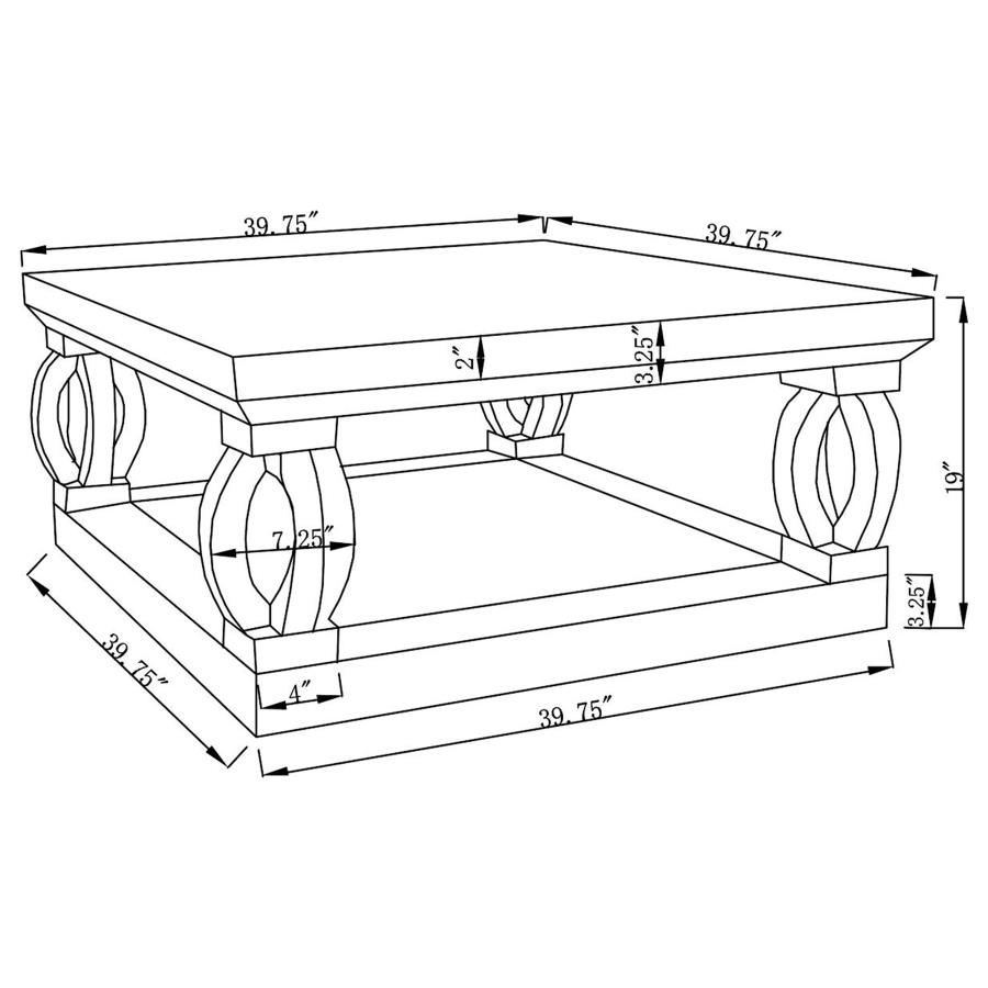 (image for) Amalia Square Mirrored Acrylic Crystal Coffee Table Silver