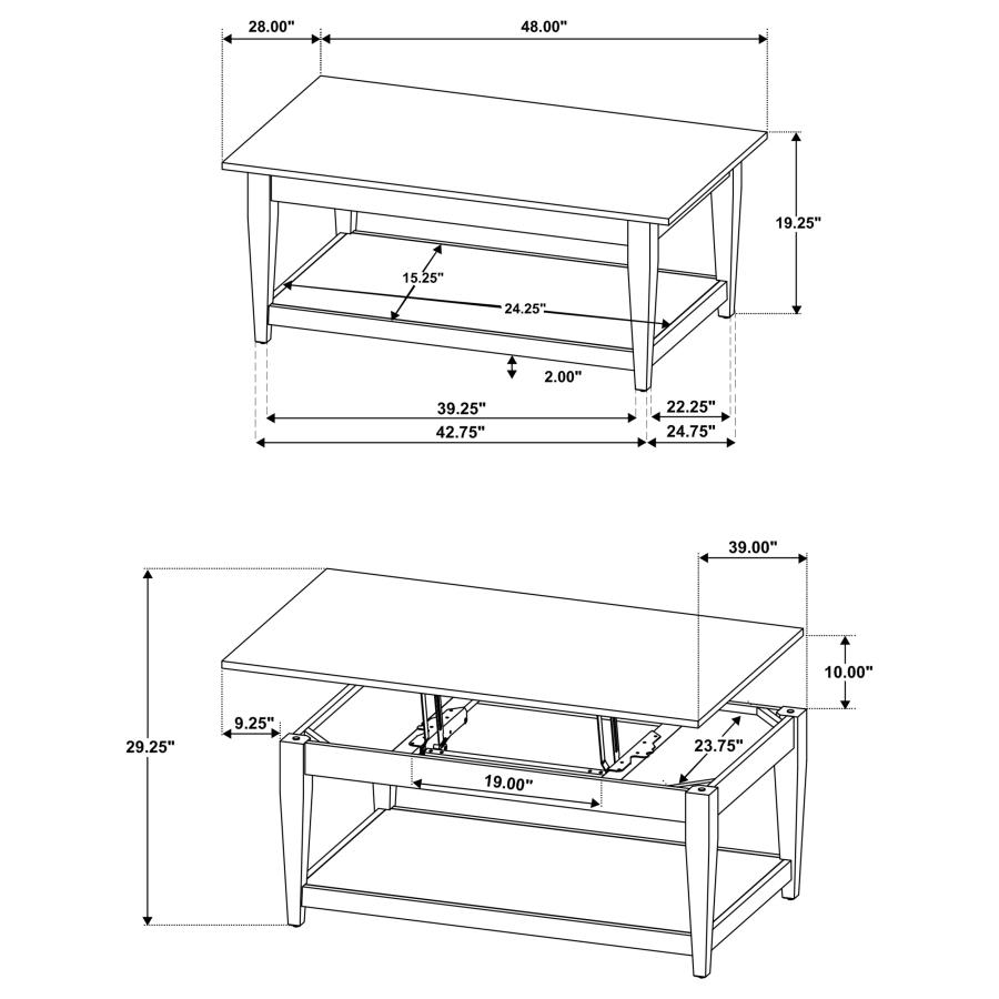 Modal Additional Images for Lindenton 2-piece Wood Lift-Top Coffee and End Table Set Black