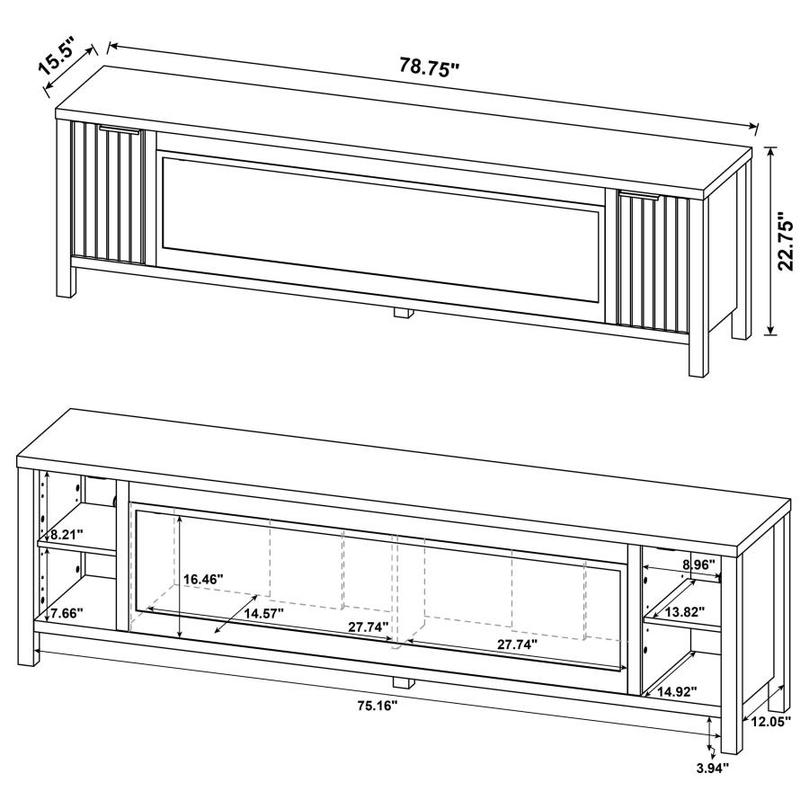 Modal Additional Images for Carey 79-inch TV Stand Fireplace Media Console Dark Pine