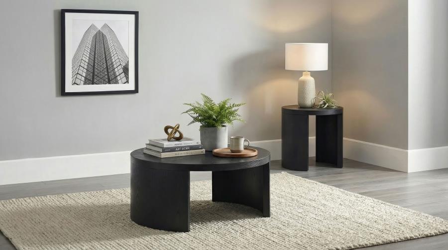 Modal Additional Images for Sweeney 39-inch Round Wood Occasional Cocktail Coffee Table Black
