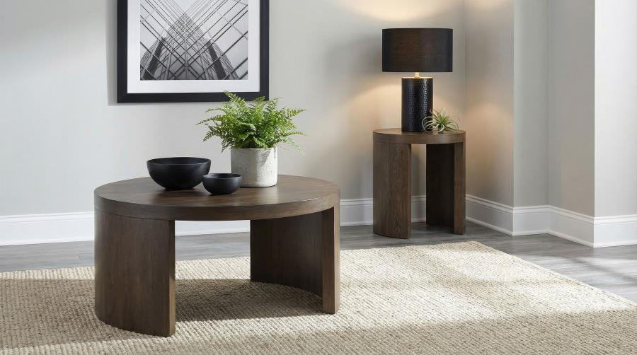 Modal Additional Images for Sweeney 39-inch Round Wood Occasional Cocktail Coffee Table Dark Walnut