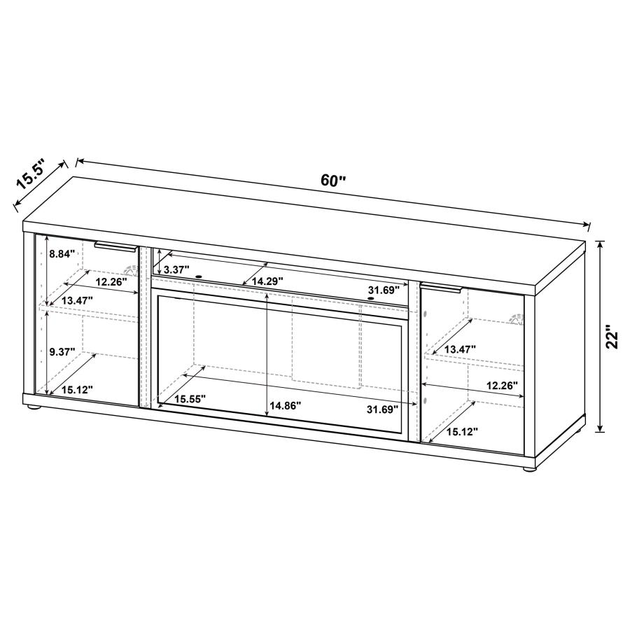 Modal Additional Images for Fuller 60-inch 2-door TV Stand Fireplace Media Console Mango