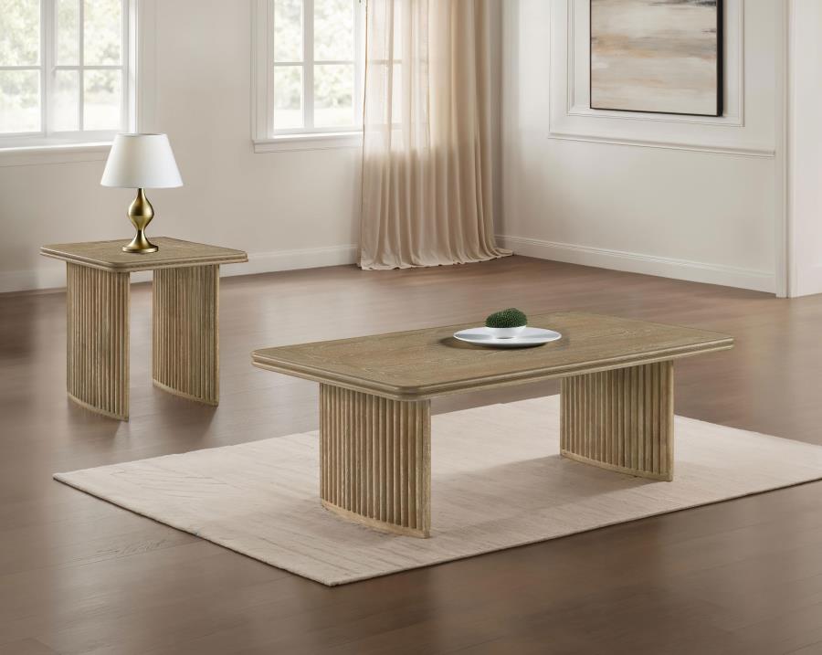 (image for) Adina 2-piece Wood Coffee Table Set Distressed Light Brown