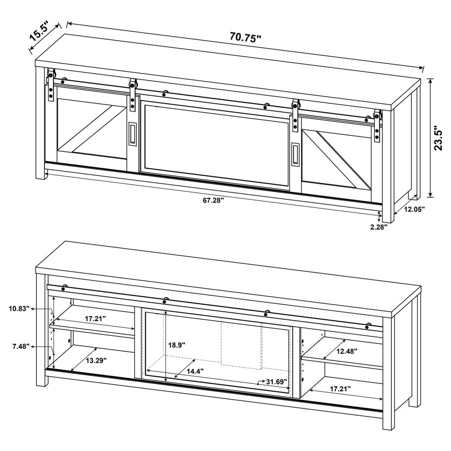 Modal Additional Images for Enfield 71-inch TV Stand Fireplace Media Console Dark Pine
