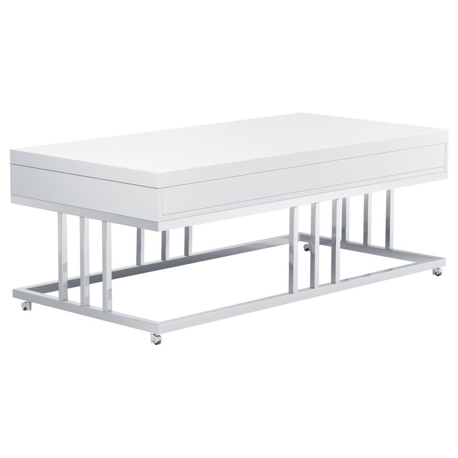 (image for) Dalya 2-drawer Rectangular Coffee Table White High Gloss